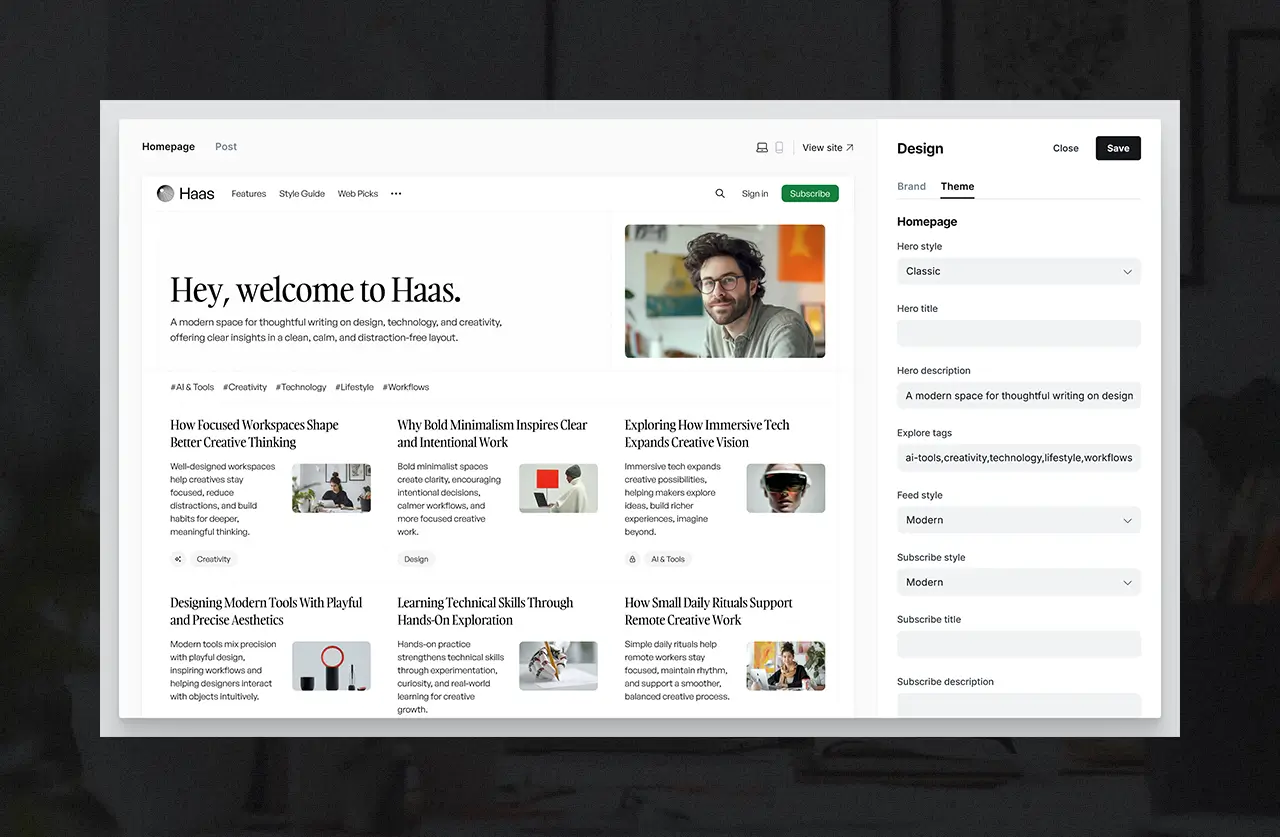 Haas (Homepage Options)